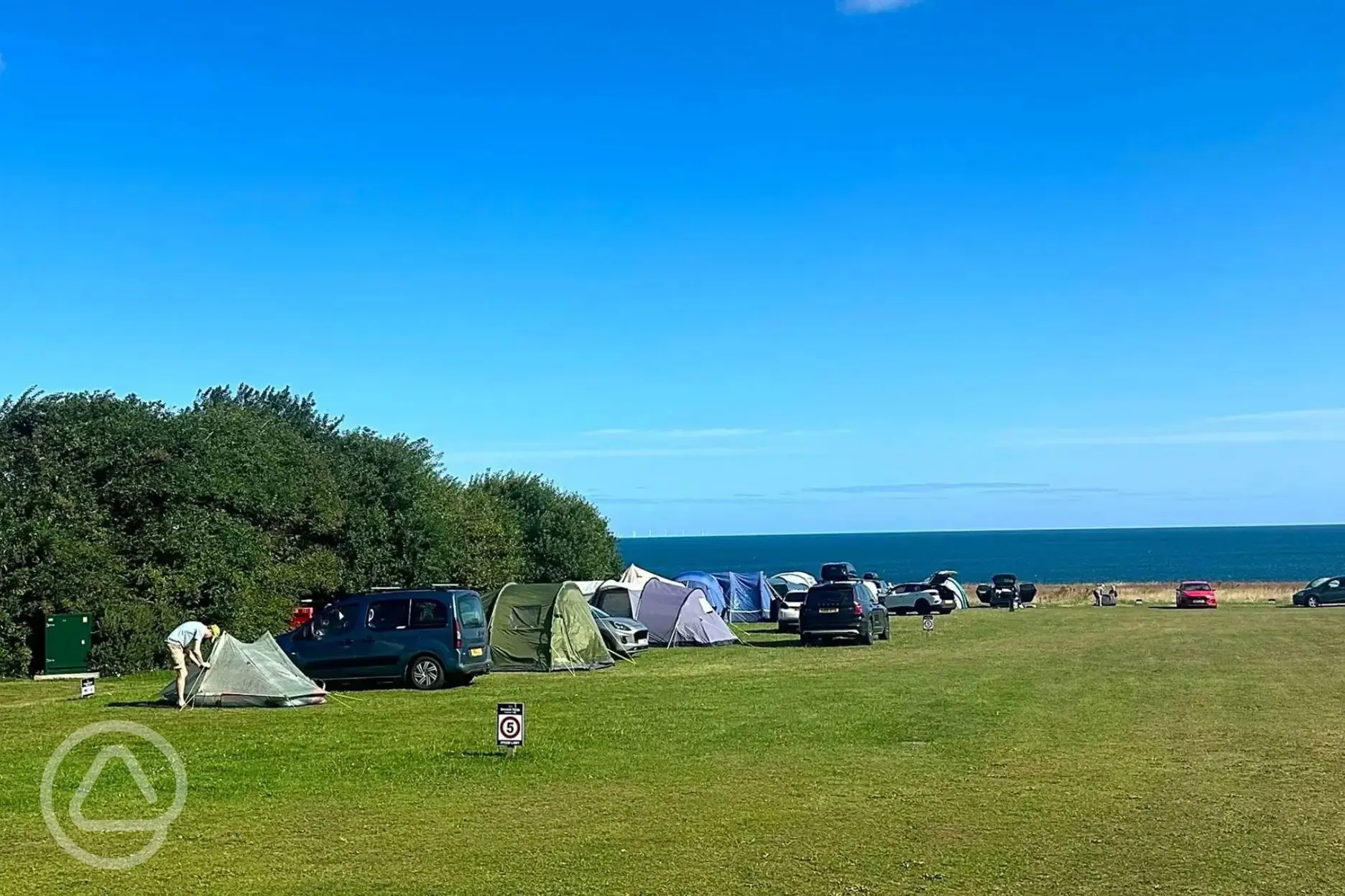 Non electric grass pitches for tents with sea views