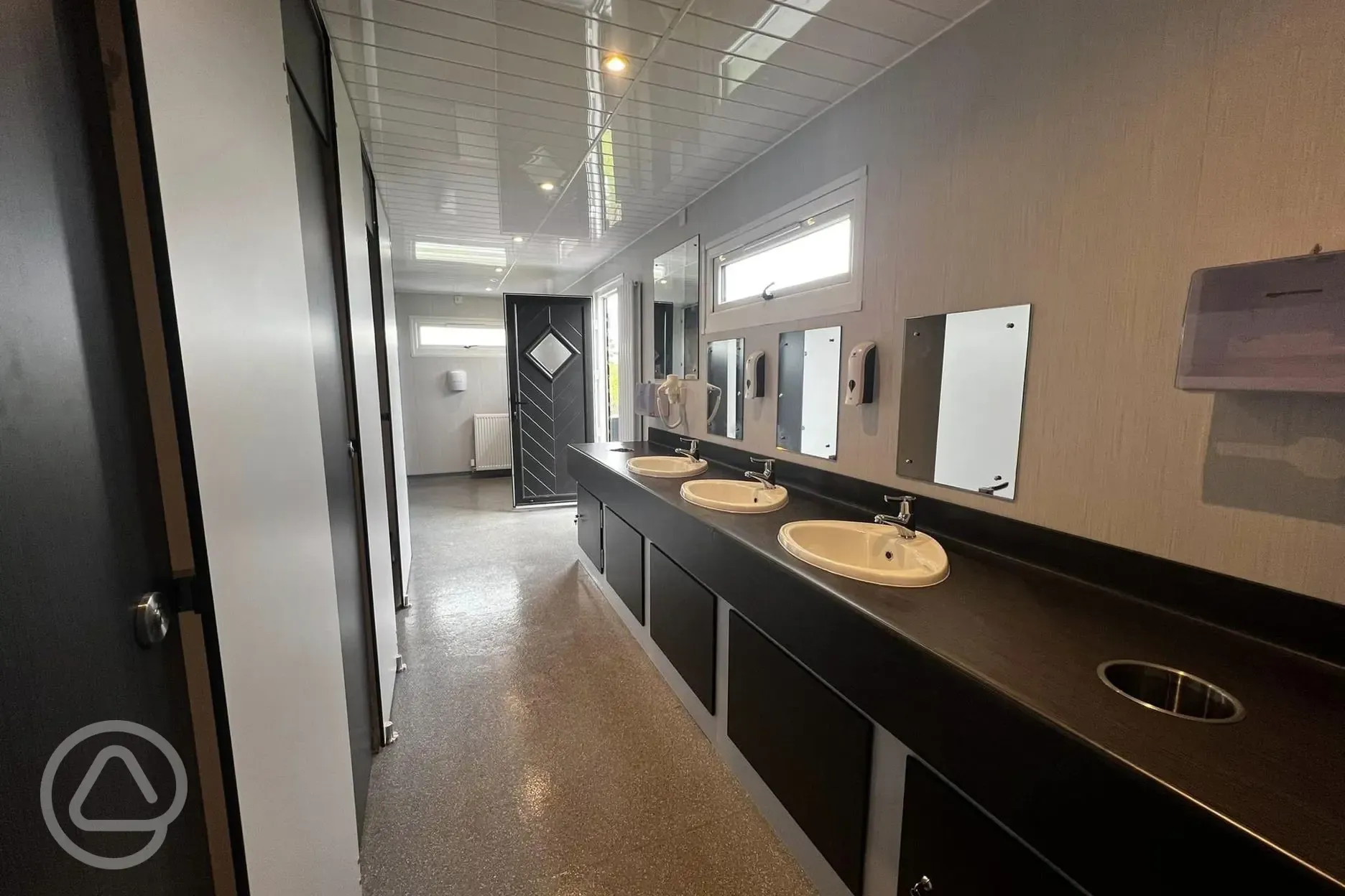 Sinks and mirrors in the toilets