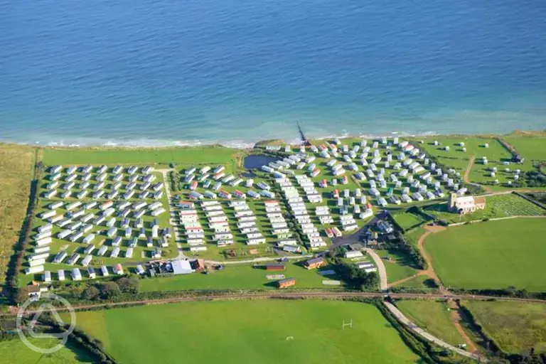 Aerial of the campsite and coast