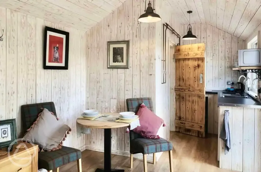 Glamping cabin interior