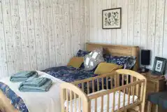 Glamping cabin double bed