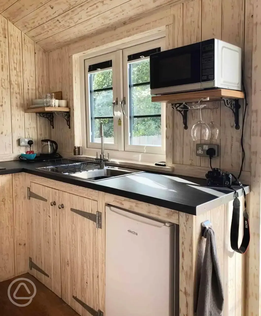 Glamping cabin kitchen