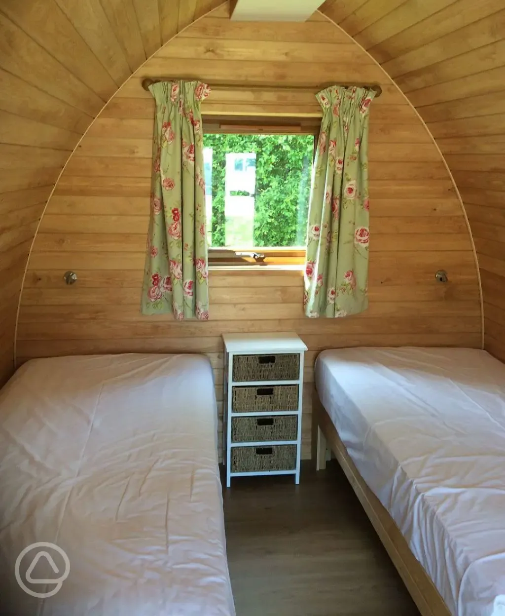 Twin camping pod interior