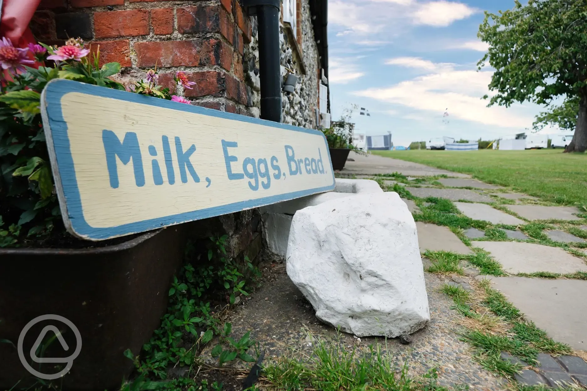 Milk, eggs and bread available