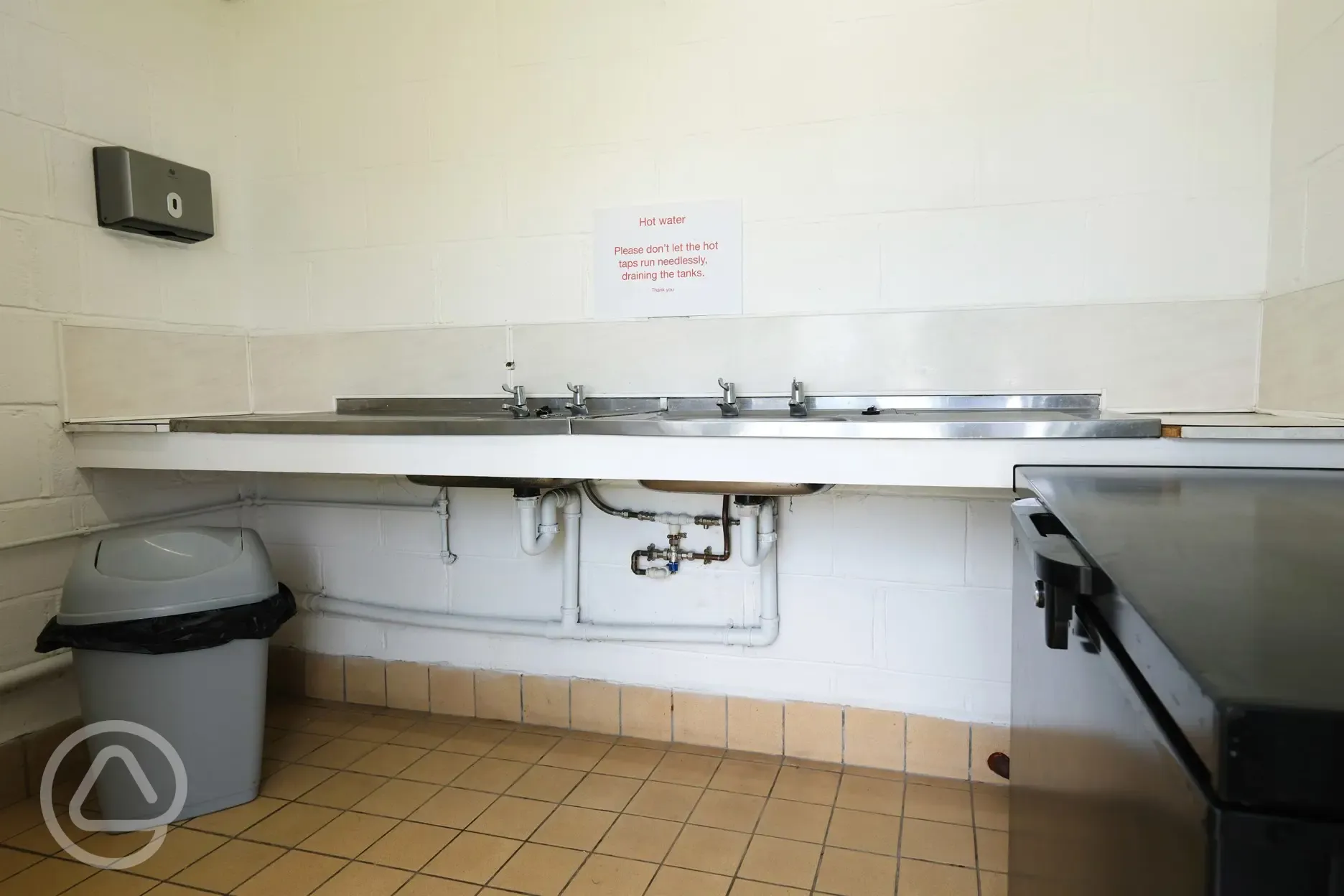 Indoor washing up area and chest freezer