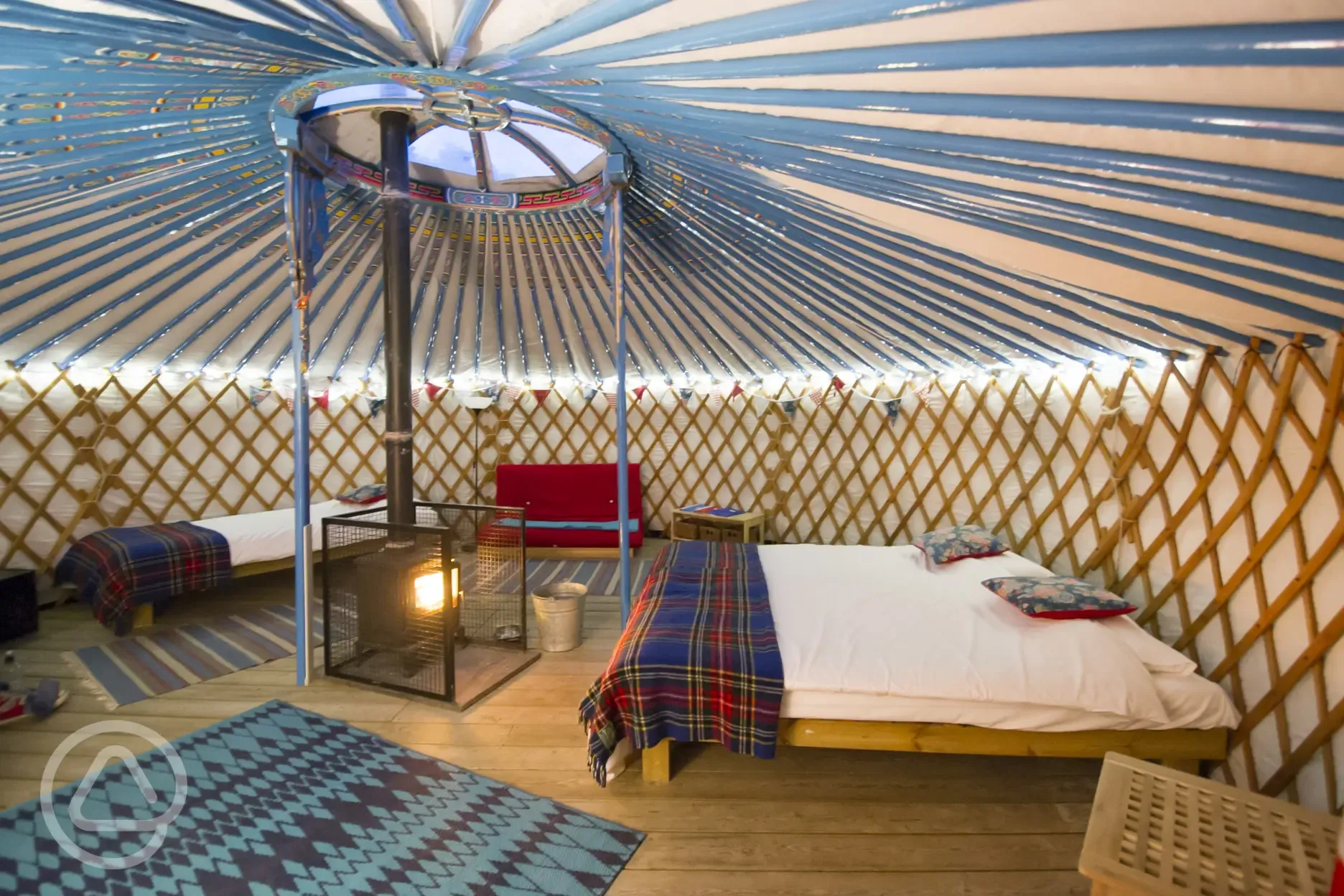 Inside our yurts