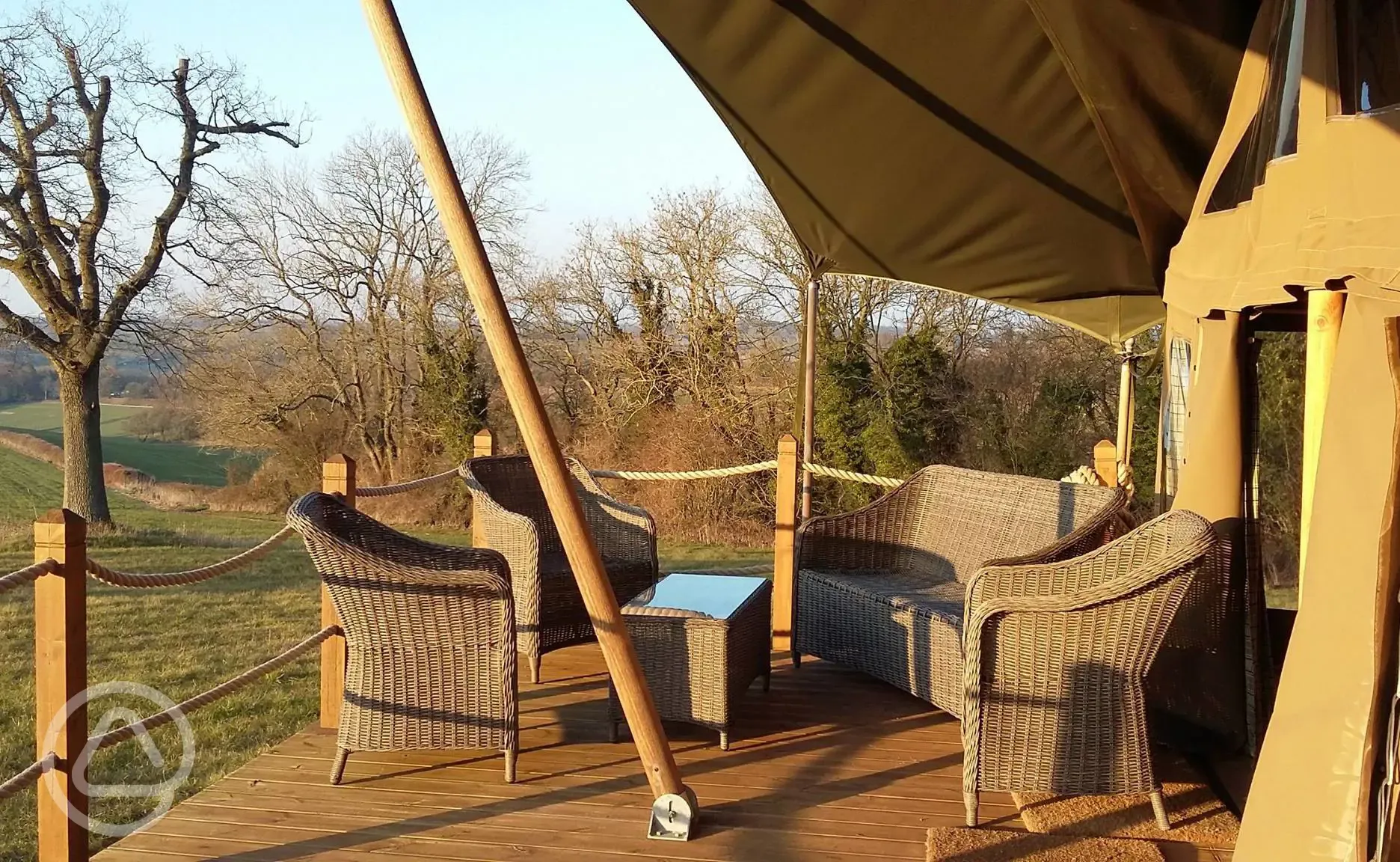 Safari tent outside decking