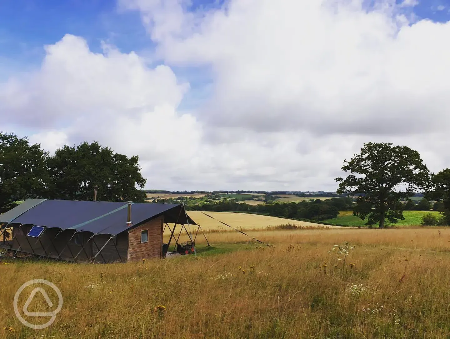 Safari tent and countryside views