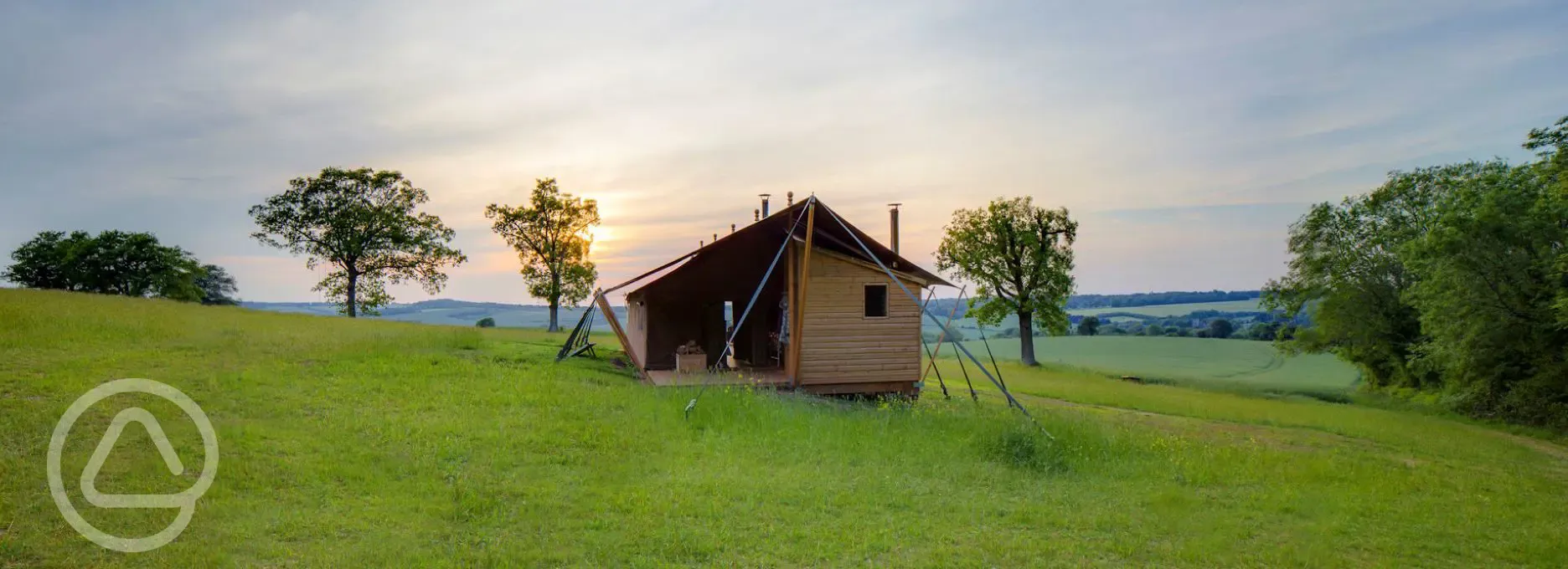 Safari tent at sunset