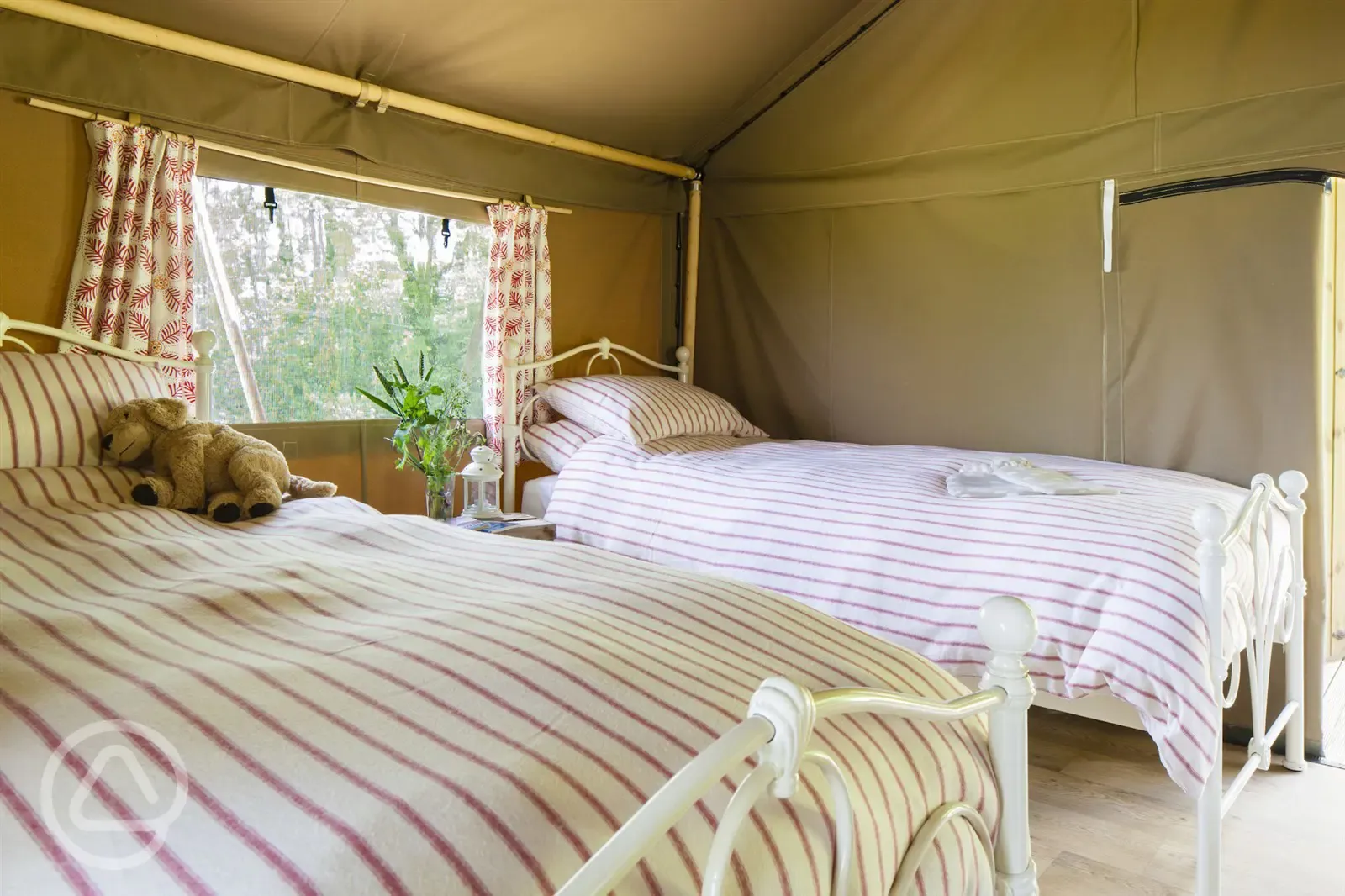 Safari tent twin bedroom