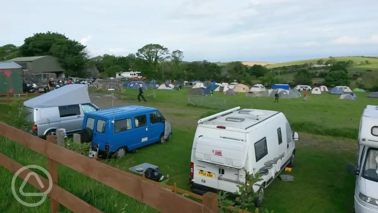Campervan pitches at Cronk Aashen Farm Campsite
