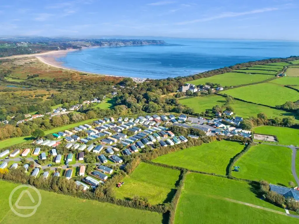 Aerial of the campsite and coast