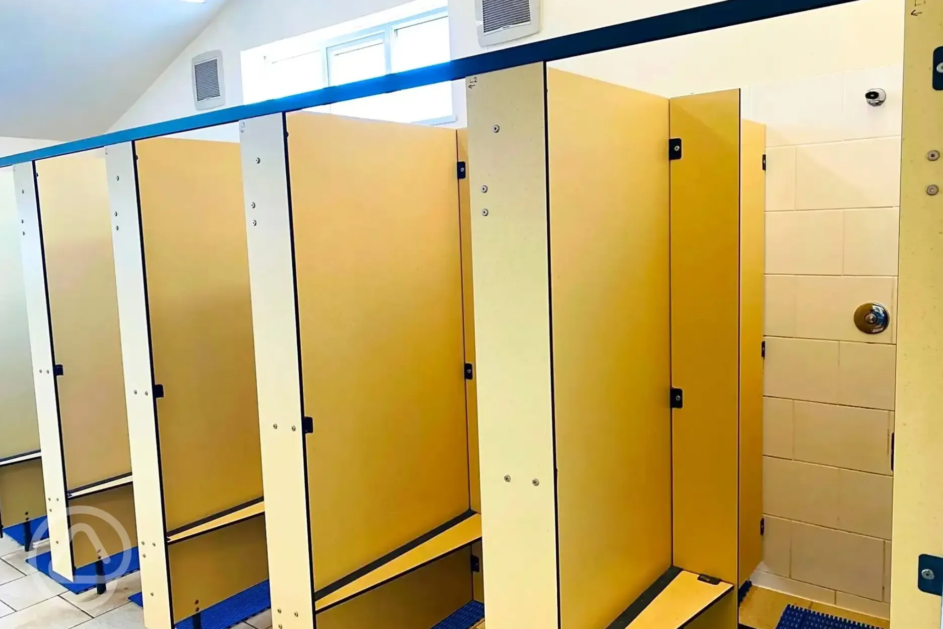 Shower cubicles at Greenways of Gower with hot water and benches