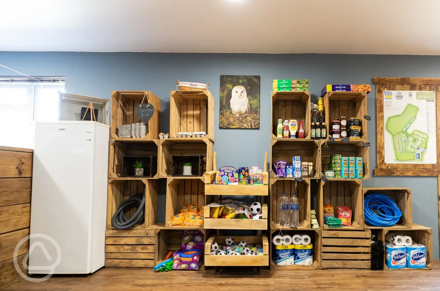 Onsite shop with essentials and camping gear