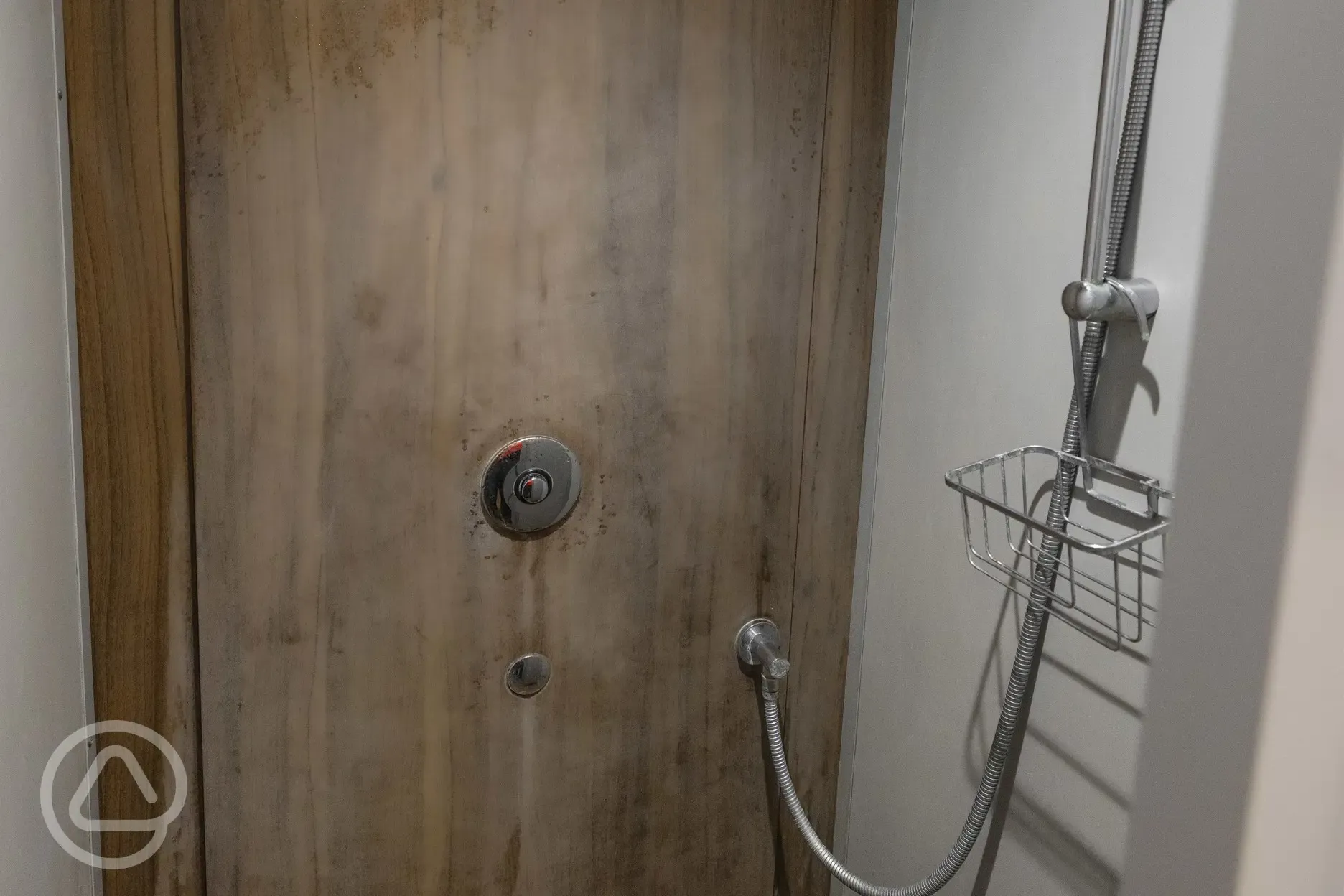 Shower cubicles with push on buttons