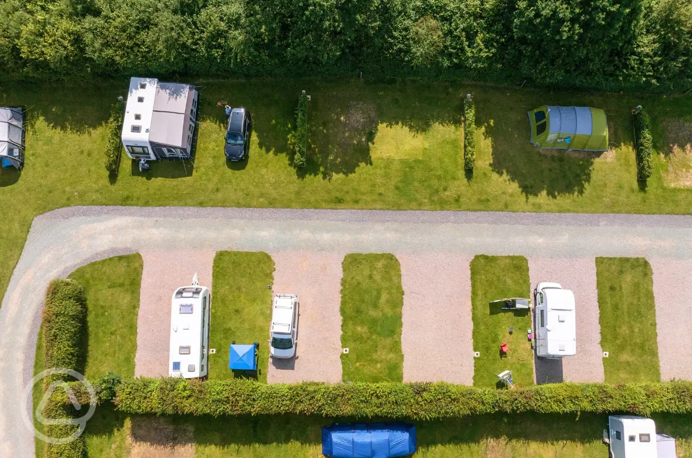 Aerial of the serviced grass and hardstanding pitches