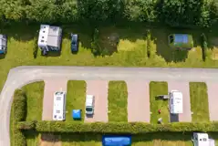 Aerial of the serviced grass and hardstanding pitches