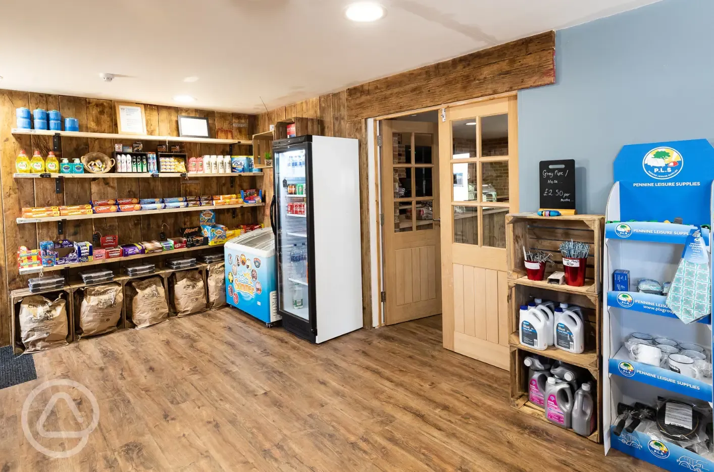 Onsite shop with essentials and camping gear