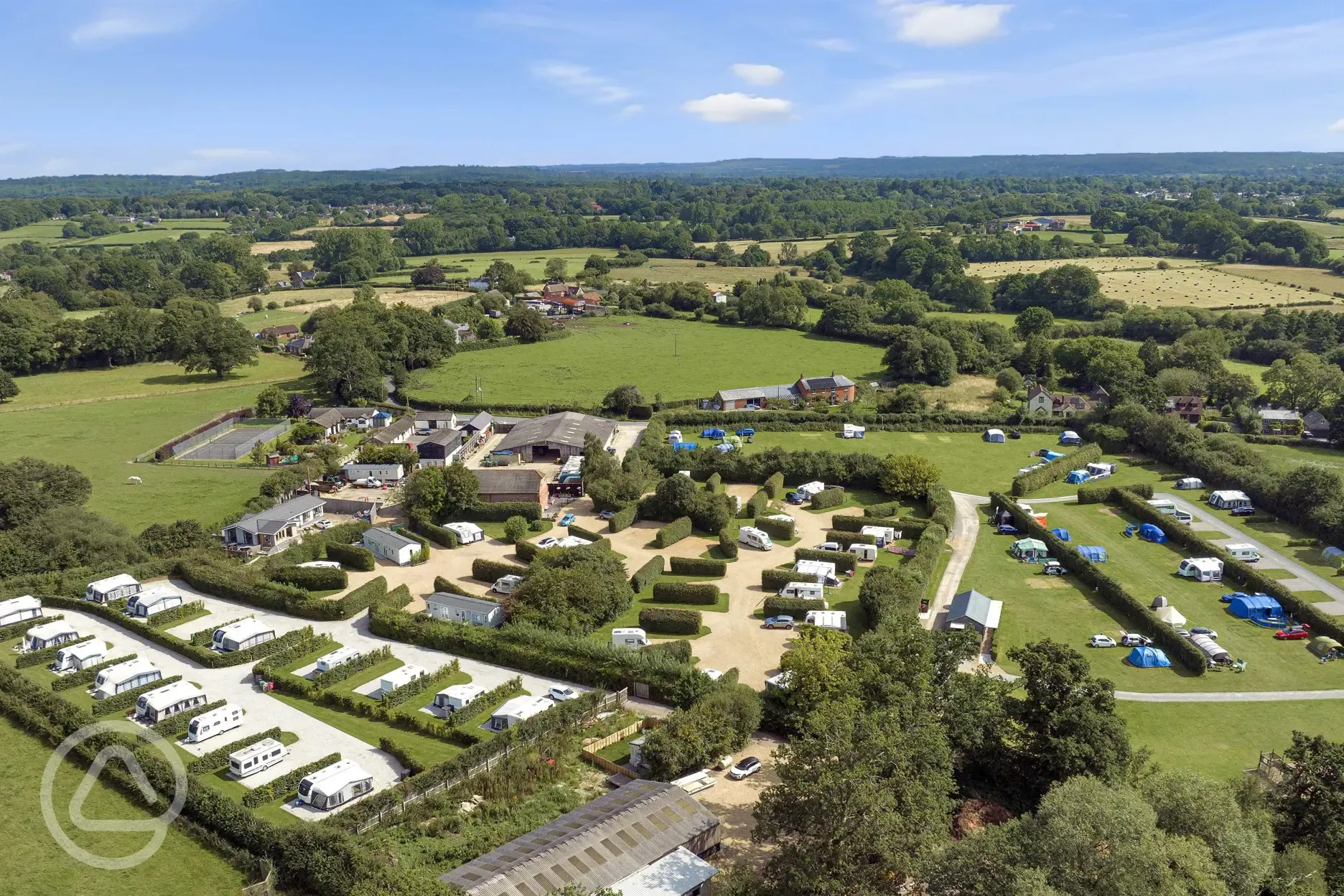 Aerial of Hill Cottage Farm Camping and Caravan Park 
