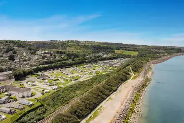 Aerial of the campsite by the beach