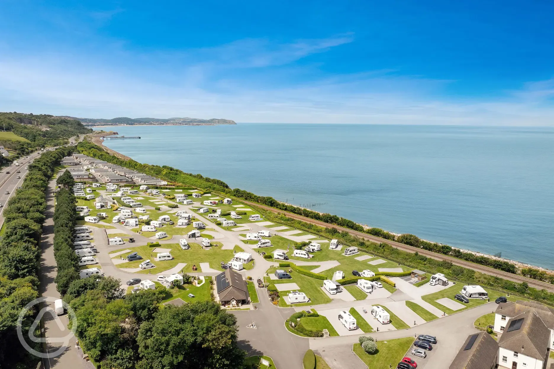 Aerial of the campsite by the beach