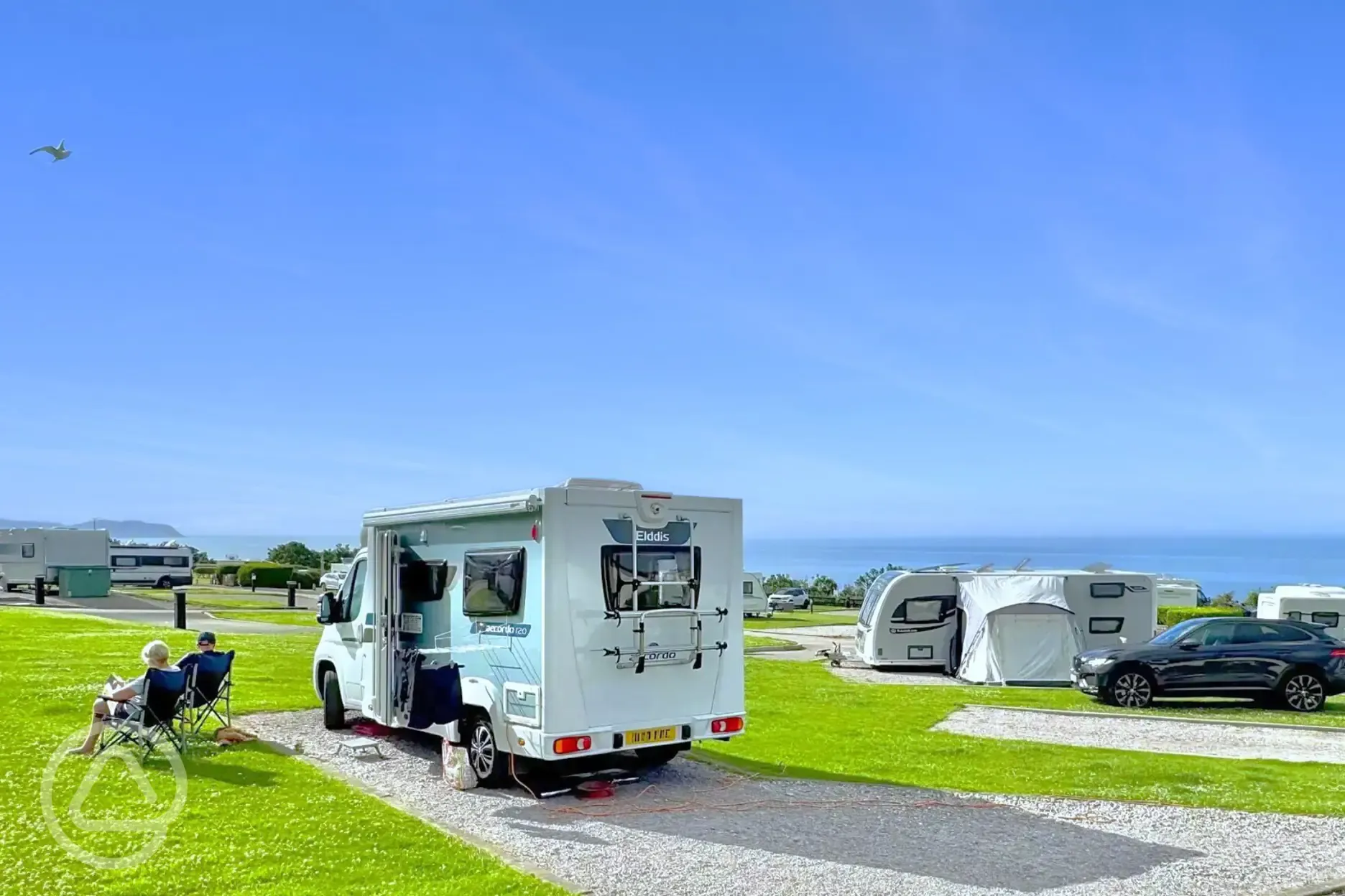 Hardstanding pitches with sea views