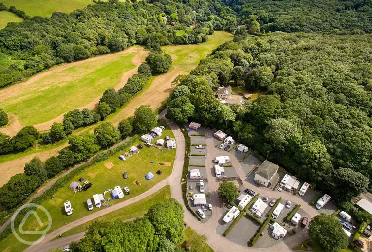 Aerial of Cosawes Park and valley