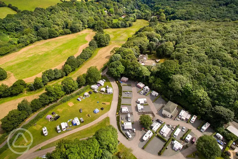 Aerial of Cosawes Park and valley