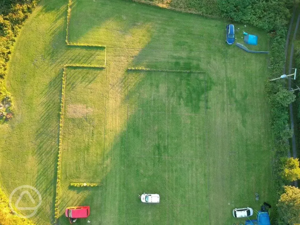 Bird's eye view of the grass pitches