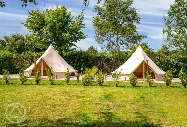 Furnished bell tents at Polladras Holiday Park