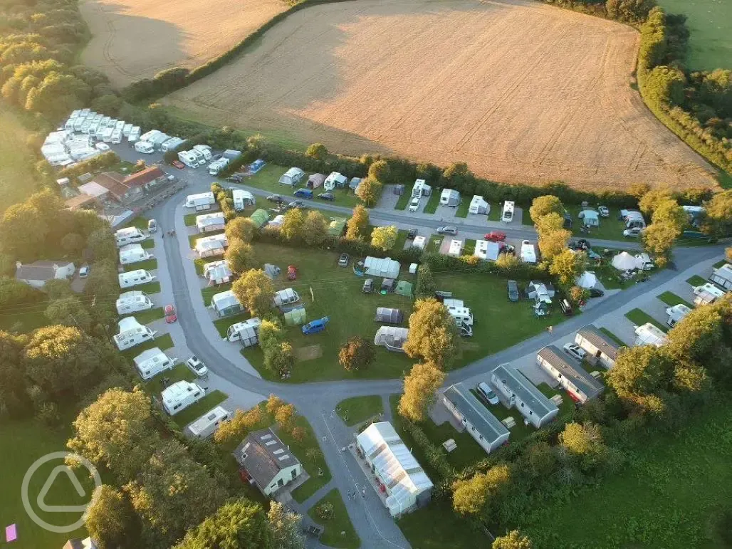 Bird's eye view of the hardstanding pitches