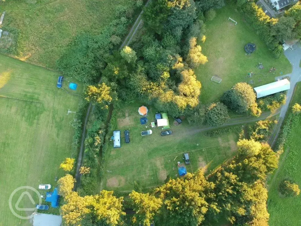 Bird's eye view of the grass pitches