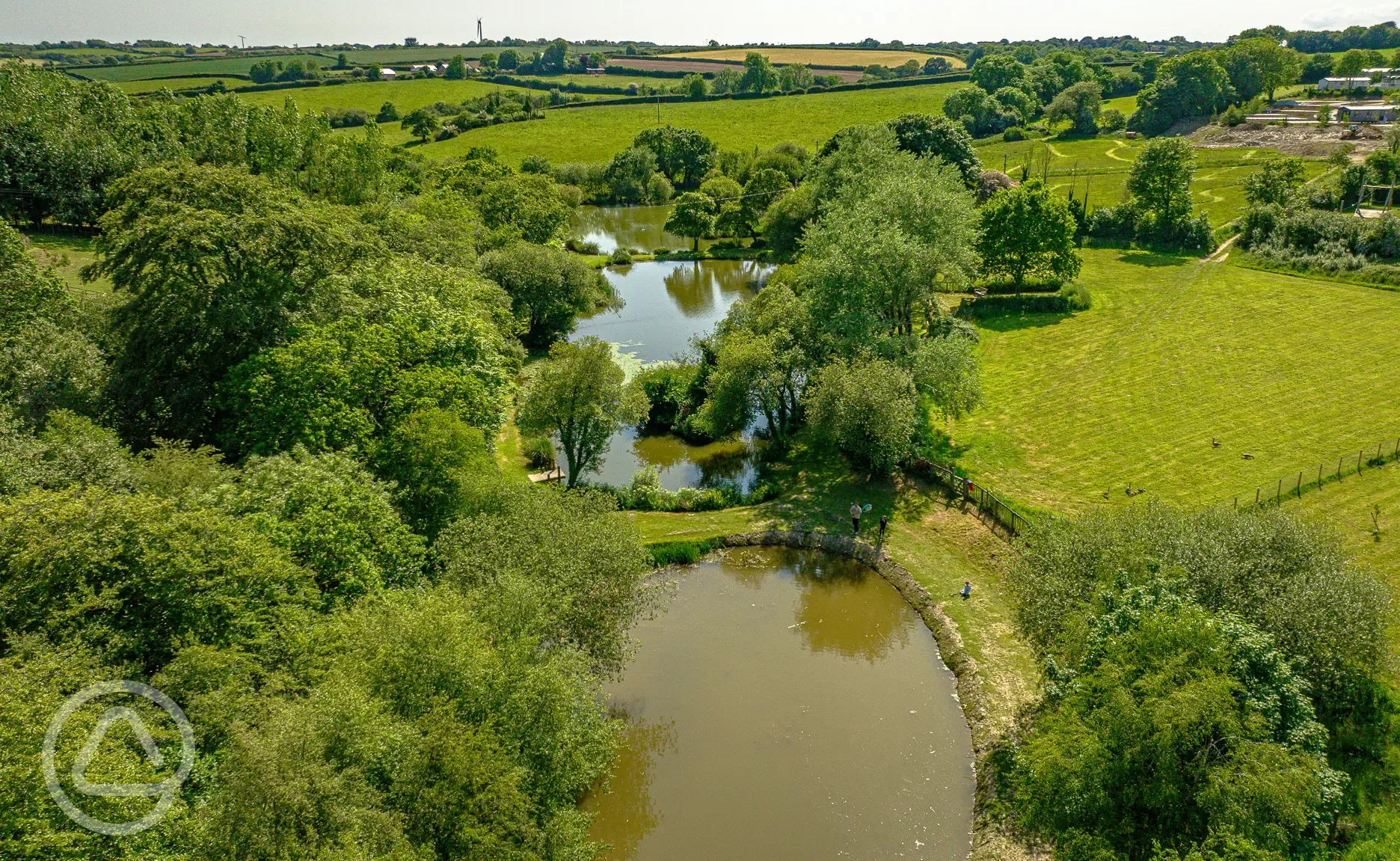 Aerial of the fishing lakes onsite