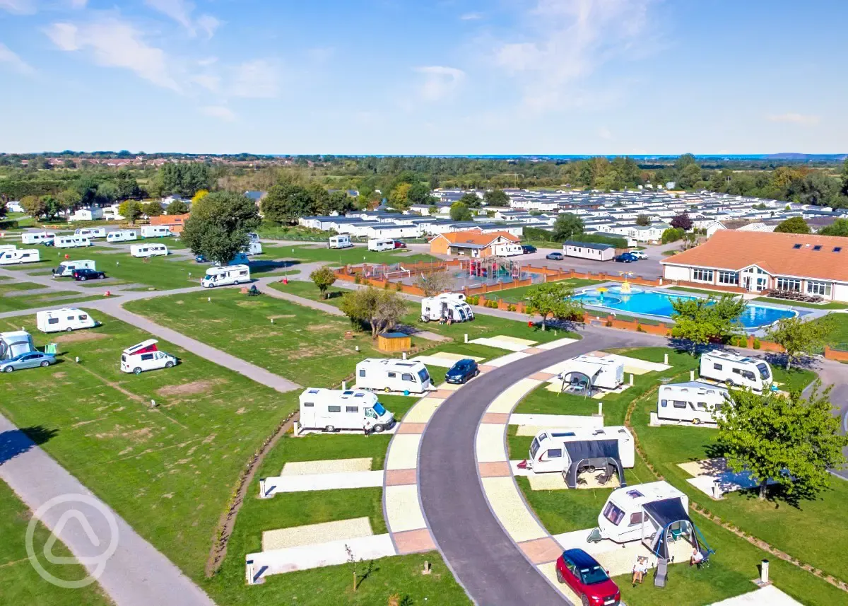 Aerial view of the campsite