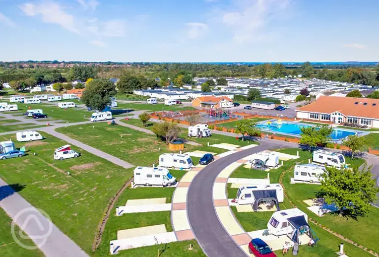 Aerial view of the campsite