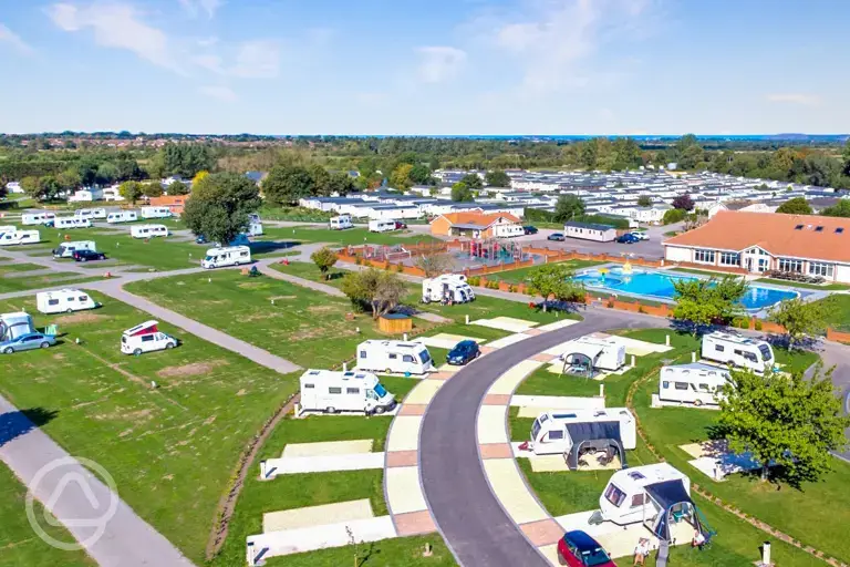 Aerial view of the campsite