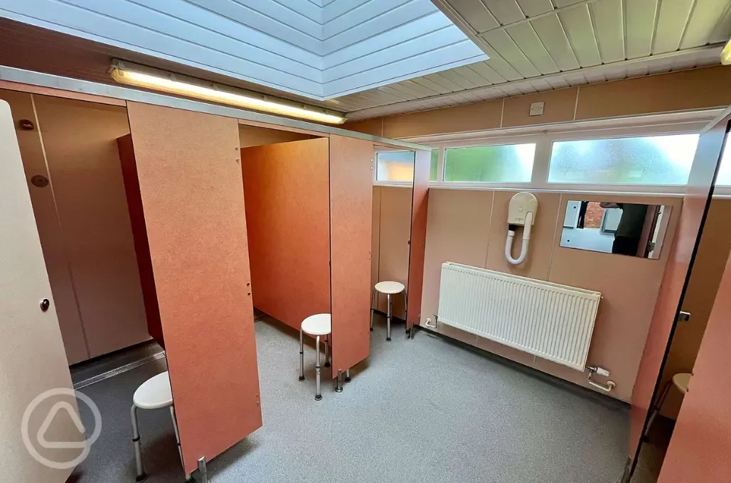 Showers with hair dryers