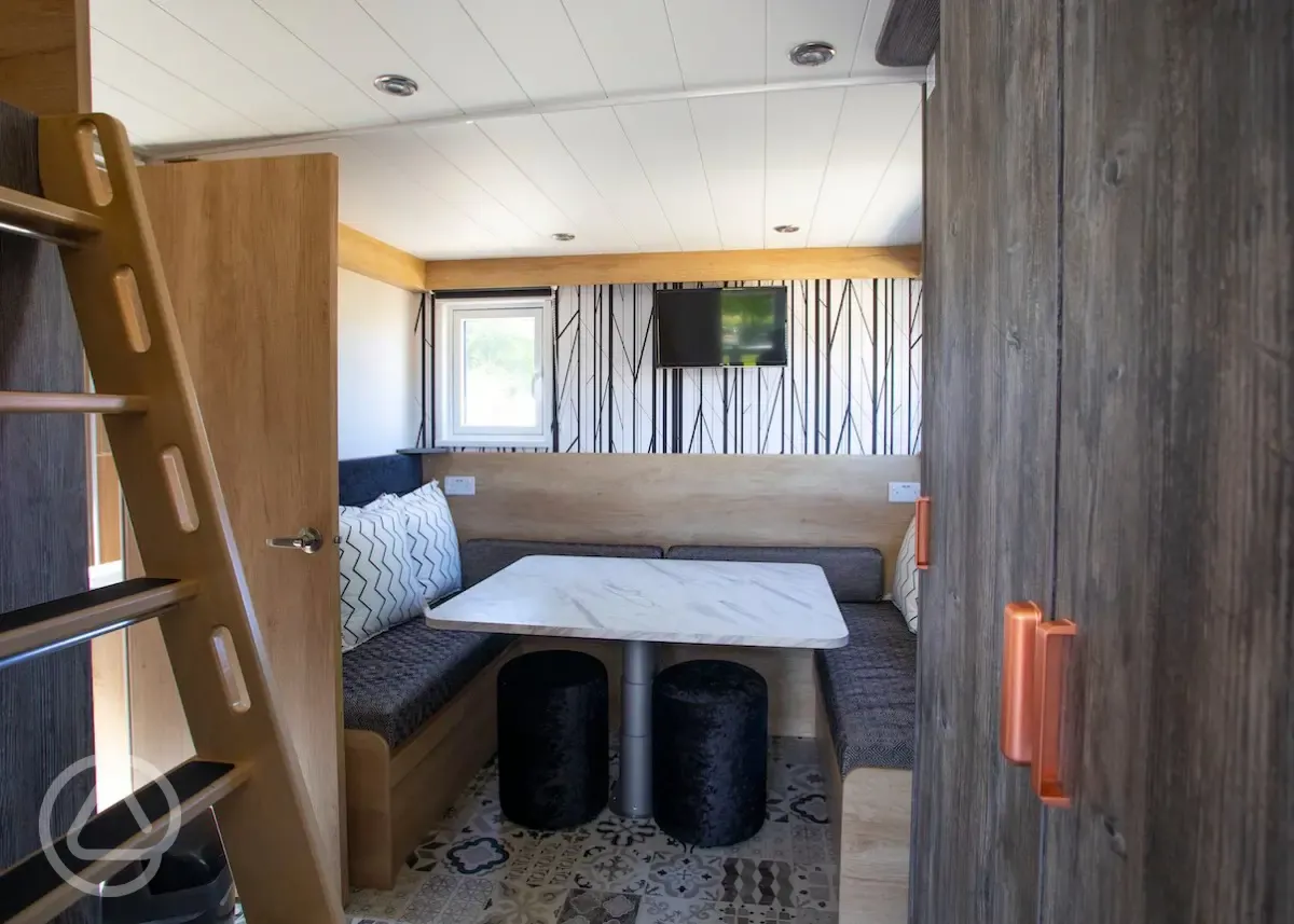 Studio pod cabin dining area