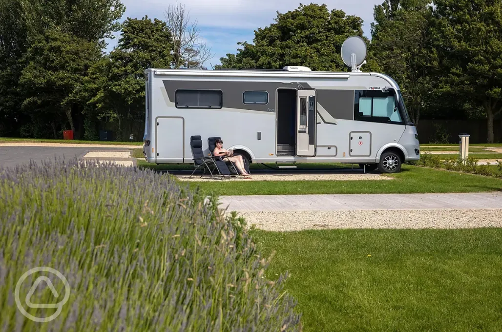 Motorhome on electric hardstanding pitches (10 amp hook up)