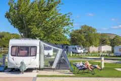 Caravan on electric hardstanding pitches with awning space 
