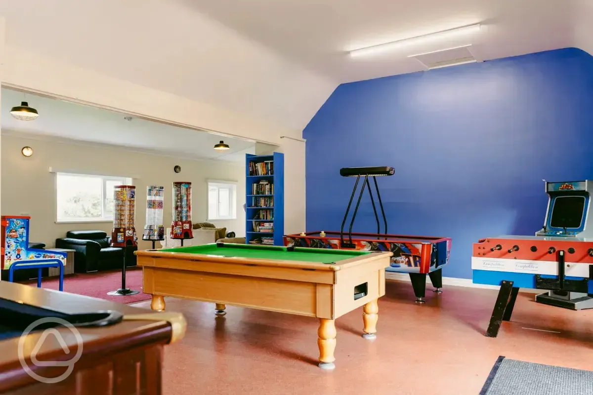 Games room with pool, football tables, air hockey, and more!