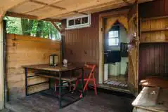 Stepping Stones shepherd's hut outdoor area Stepping Stones shepherd's hut outdoor area