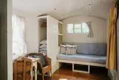 Bluebell and Brookside shepherd's hut interior Bluebell and Brookside shepherd's hut interior