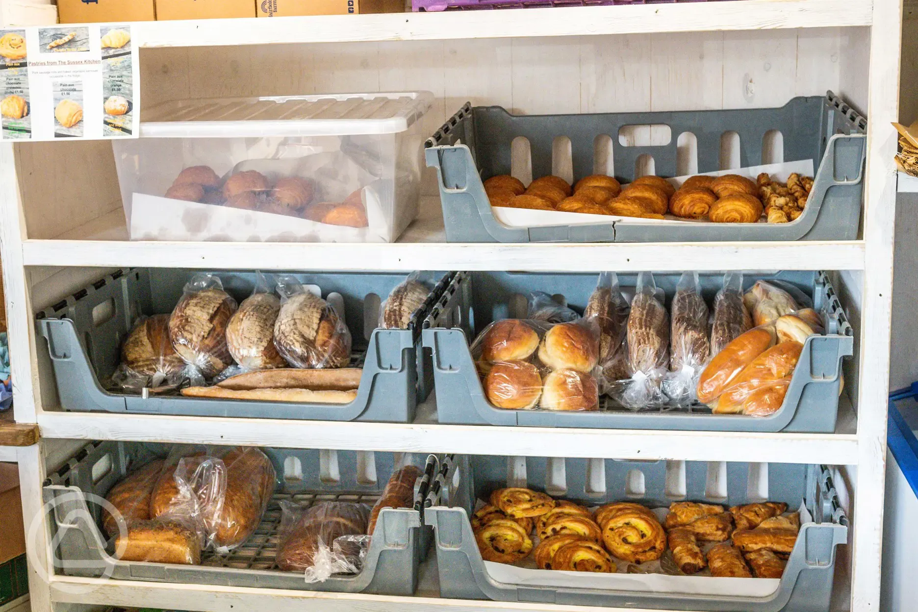 Bakery shelves in the onsite shop
