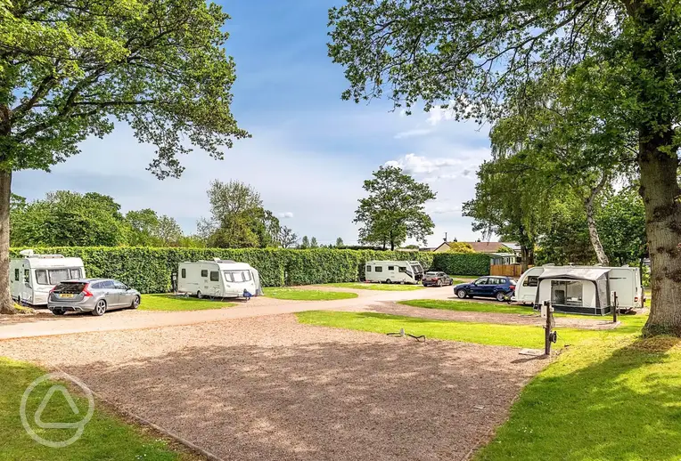 Overview of the fully serviced hardstanding pitches at Pearl Lake Country Park
