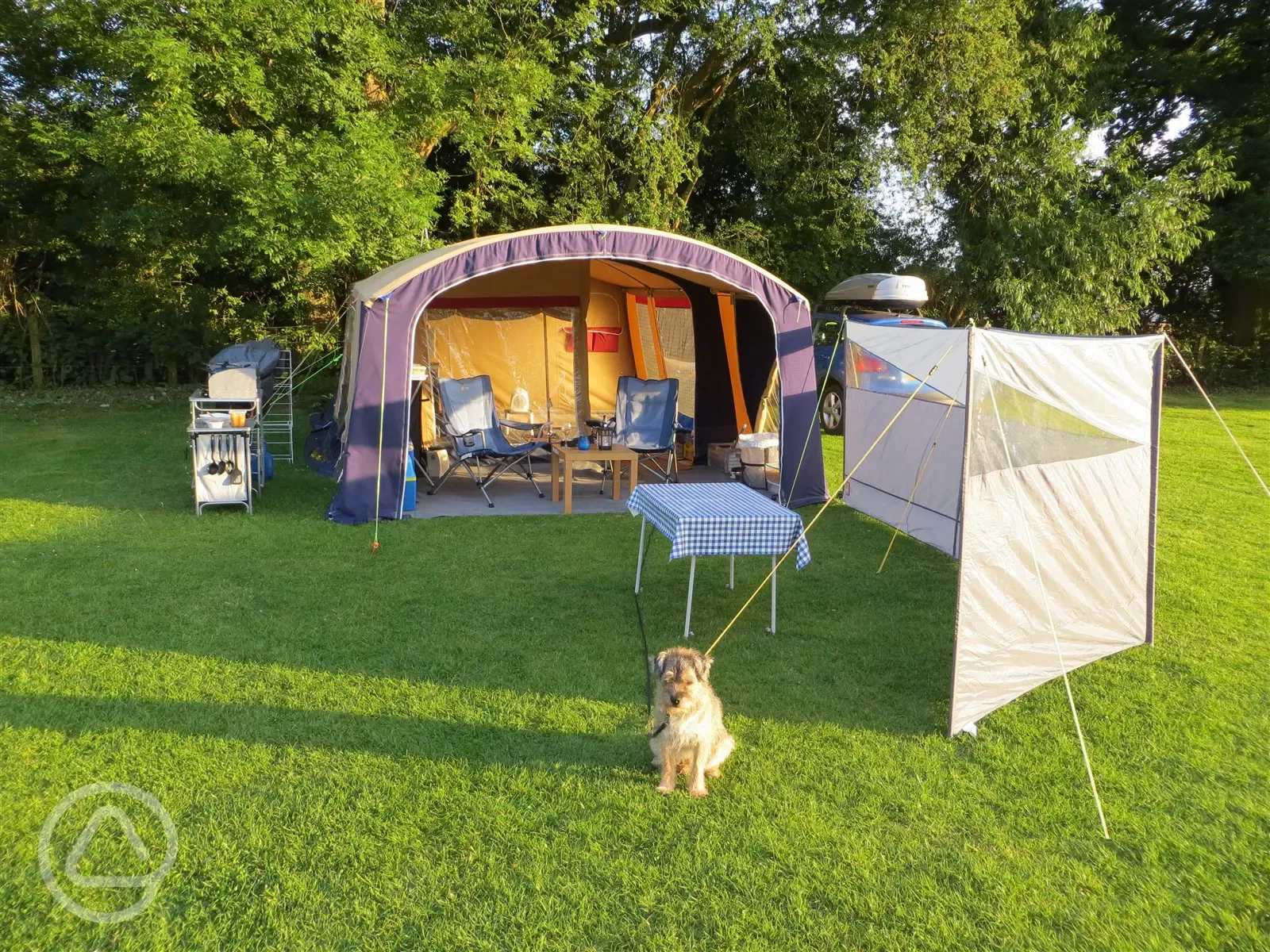 Oak electric grass tent pitches