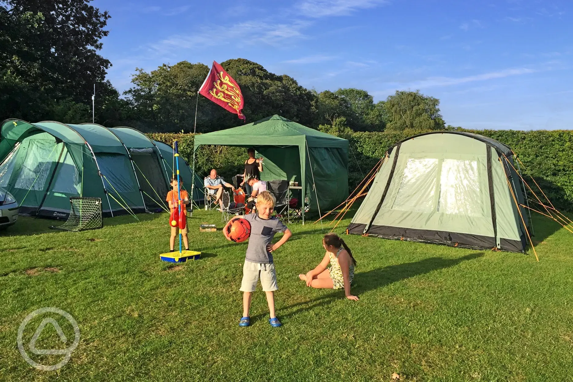 Electric grass tent pitches with gazebo space