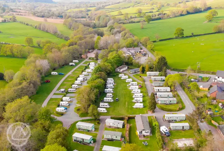Aerial of The Green Caravan Park and the surrounding countryside