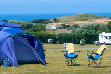 Grass pitches with sea views