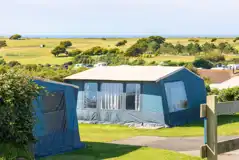 Pre pitched Eurotents with views towards the sea